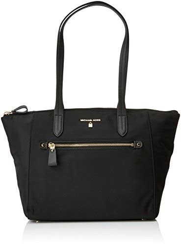 michael kors kelsey nylon medium zip tote in black|michael kors medium nylon tote bag.